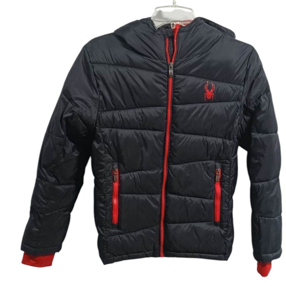 Boys Spyder Black and Red Puffer Jacket